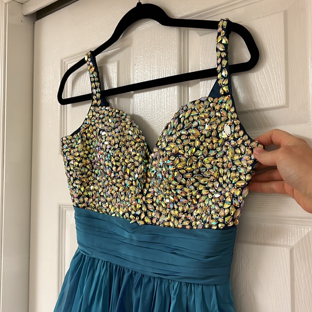 La Femme Mini Sparkling Blue Dress